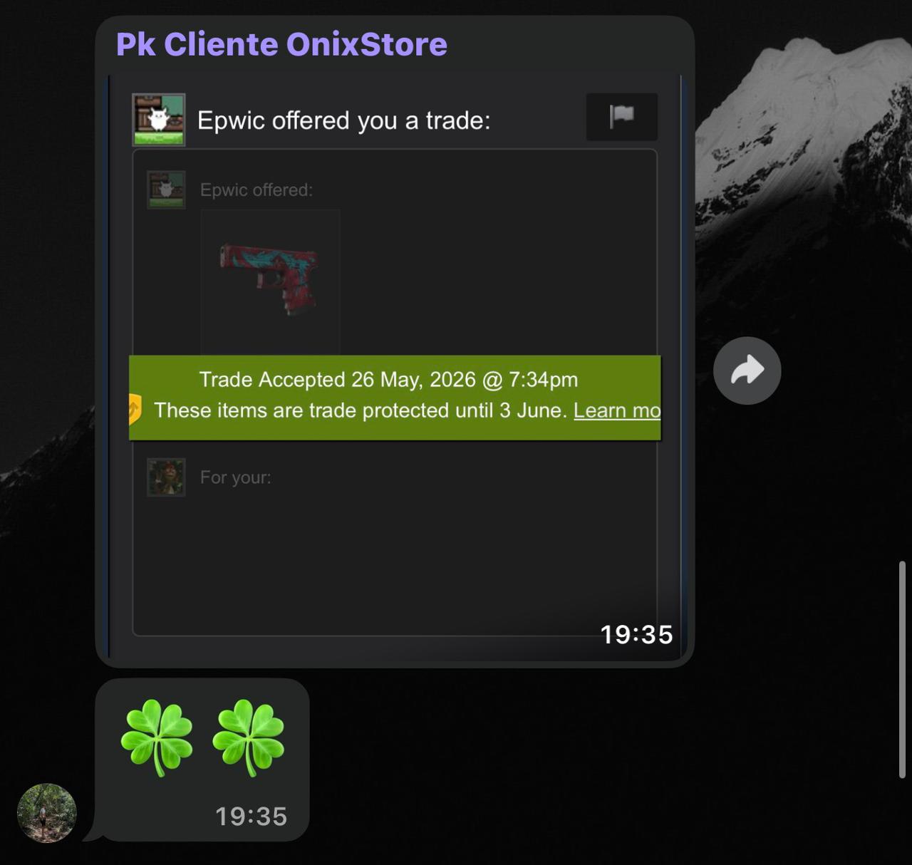 Trade aceito na Steam — Onix Store